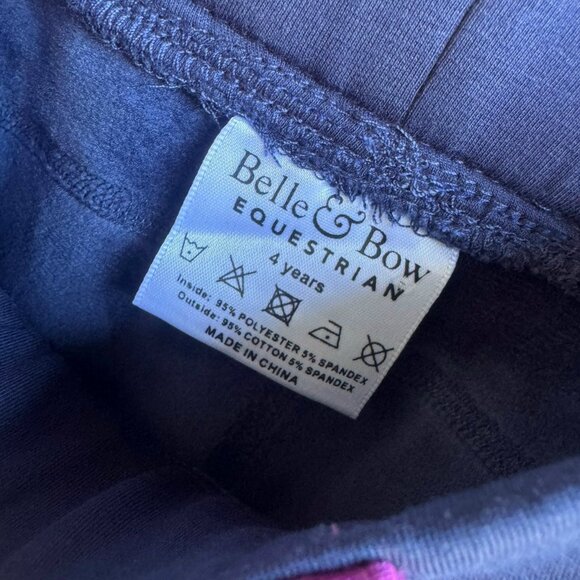 Belle & Bow Equestrian Navy Blue/Pink Leggings Pants Fleece Tights Girls Size 4 - Picture 3 of 6